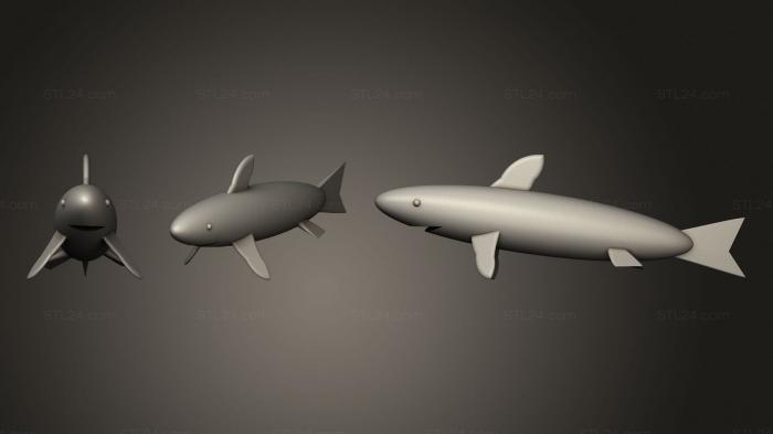Статуэтки животных (Акула, STKJ_2589) 3D модель для ЧПУ станка